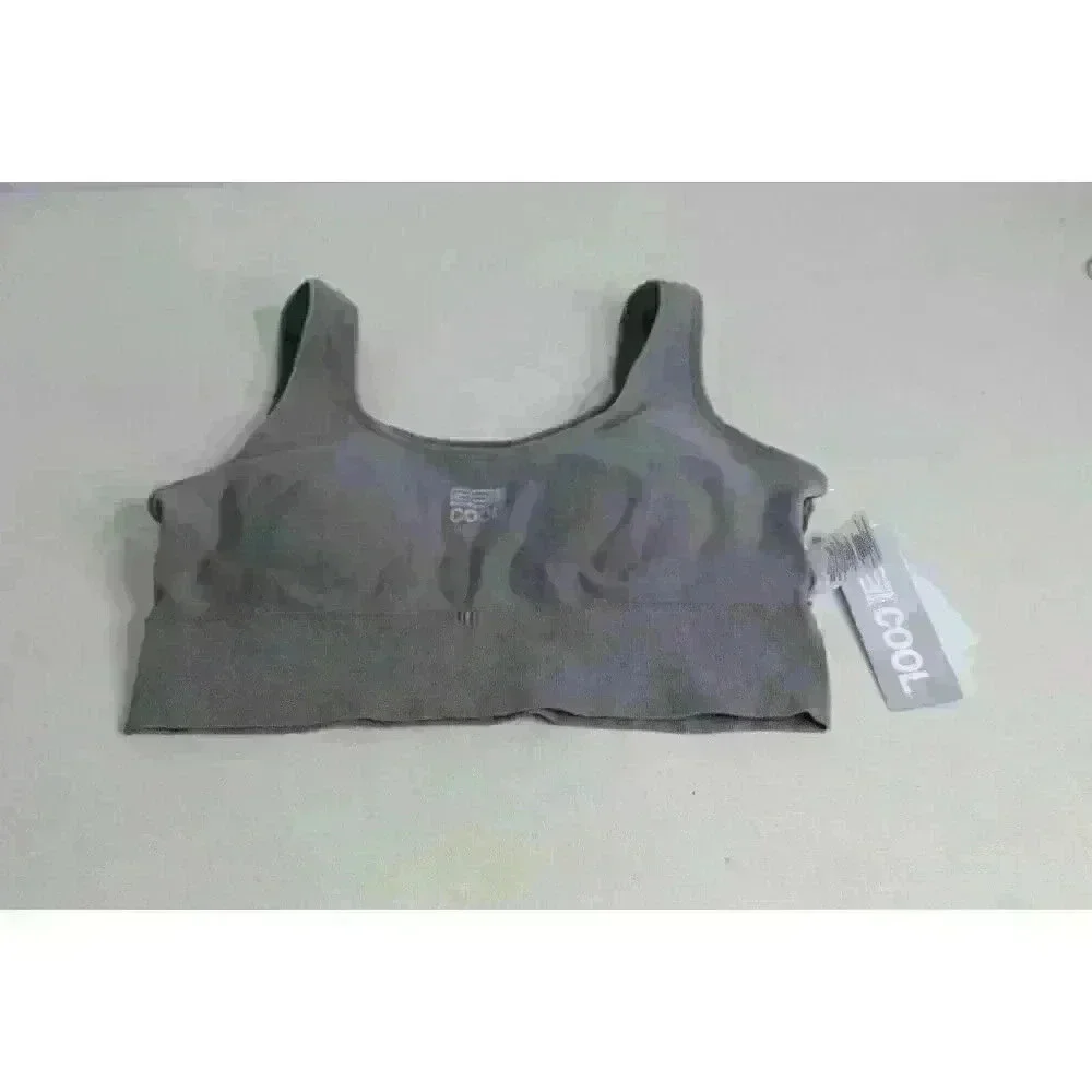 New Women's‎ 32 Degrees Cool Steel Gray Seamless Racerback Sports Bra Size L NWT